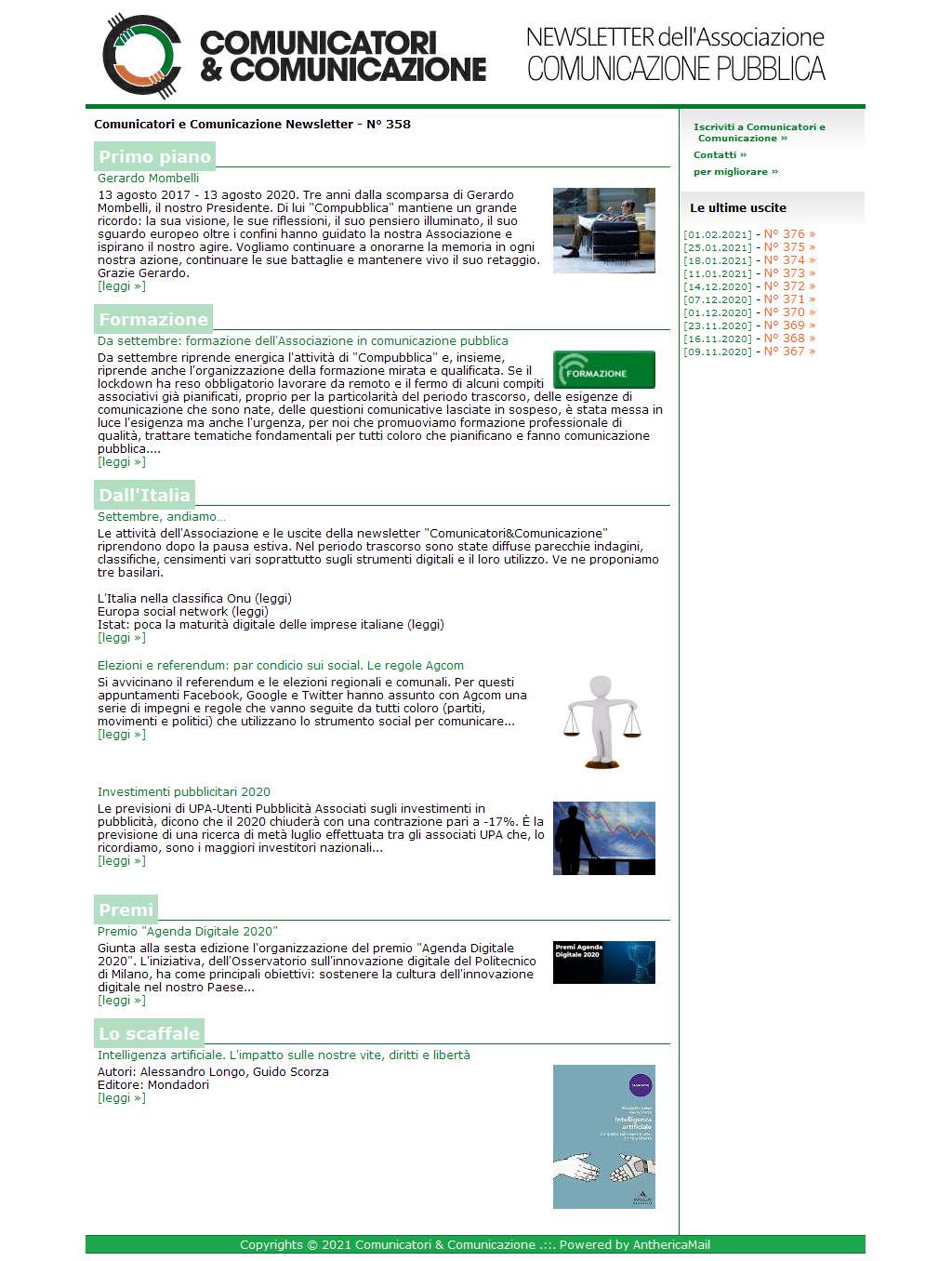 Comunicatori e Comunicazione n� 358 - 7 settembre 2020