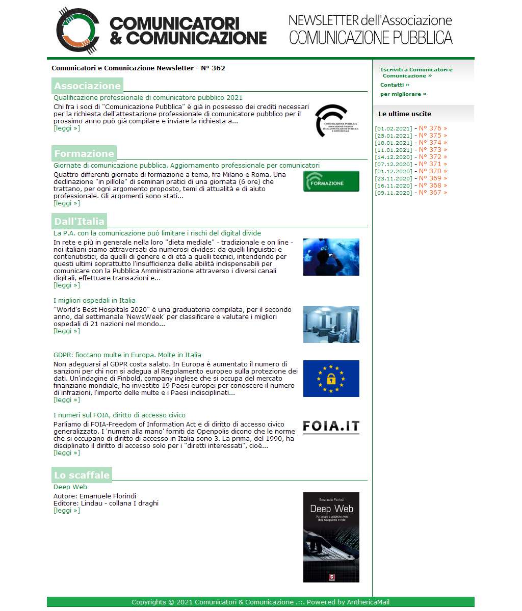 Comunicatori e Comunicazione n� 362 - 5 ottobre 2020