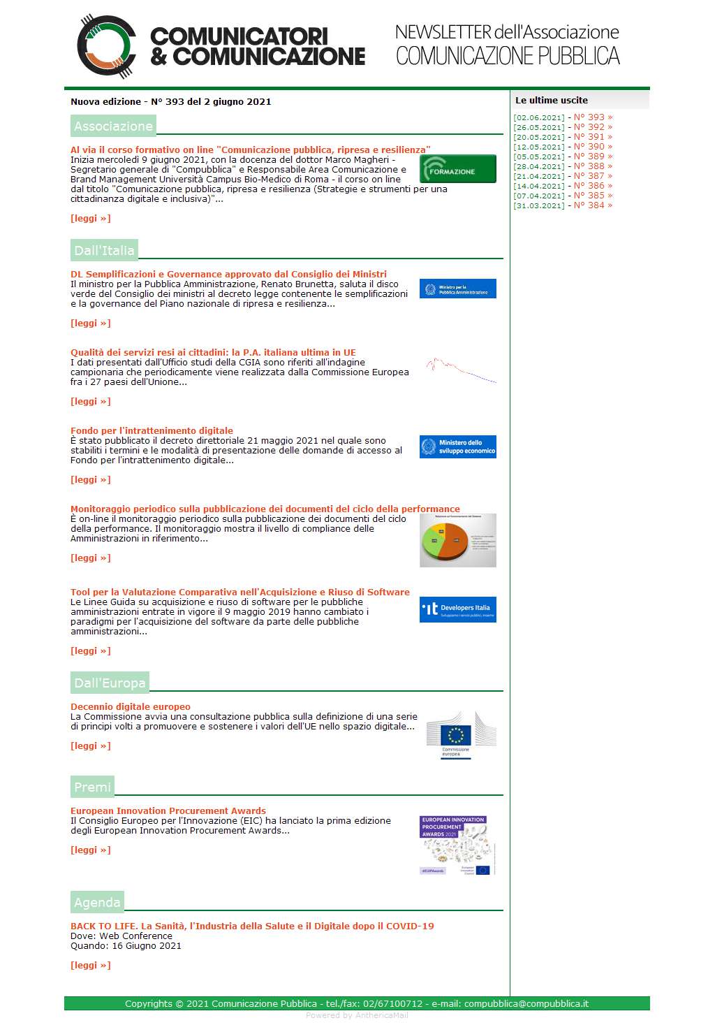 Comunicatori e Comunicazione n� 393 - 2 giugno 2021