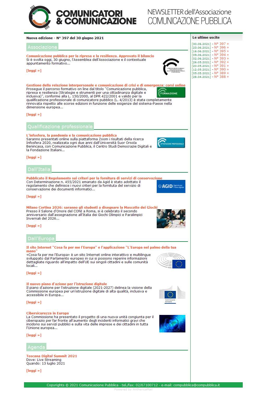 Comunicatori e Comunicazione n� 397 - 30 giugno 2021