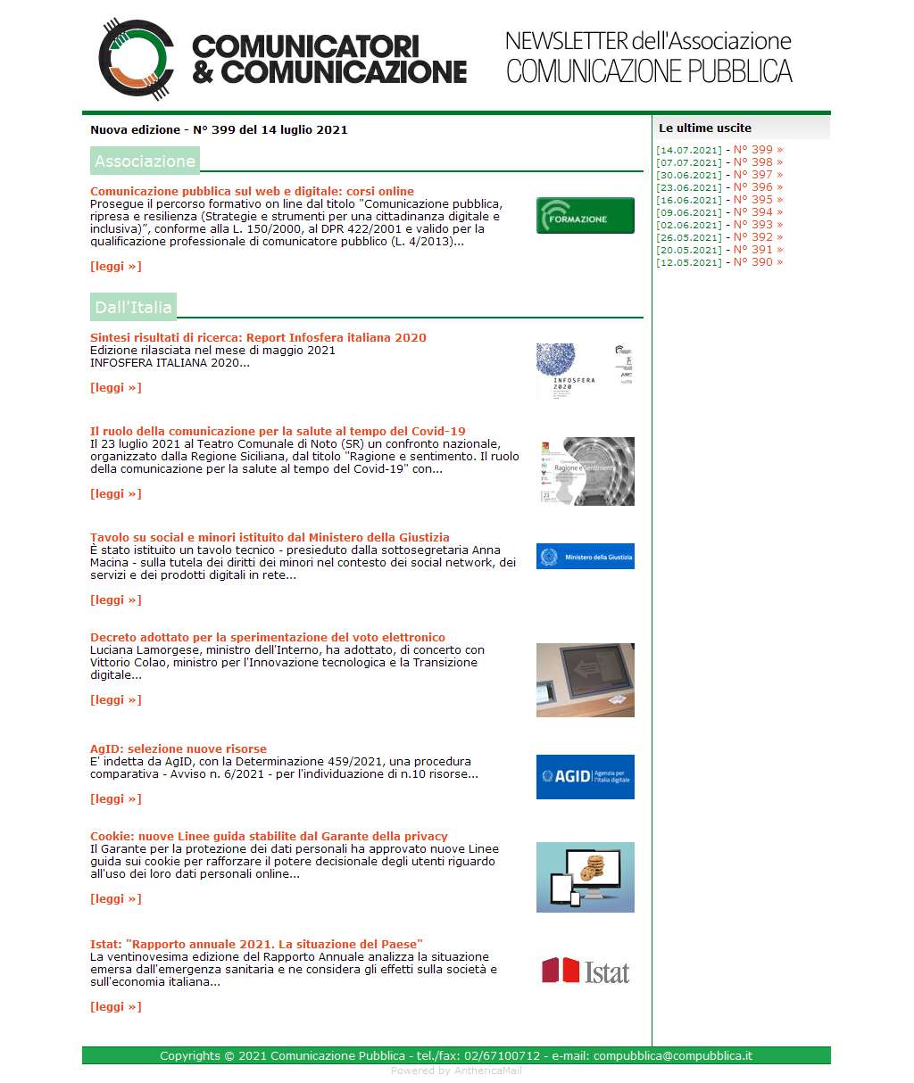 Comunicatori e Comunicazione n� 399 - 14 luglio 2021