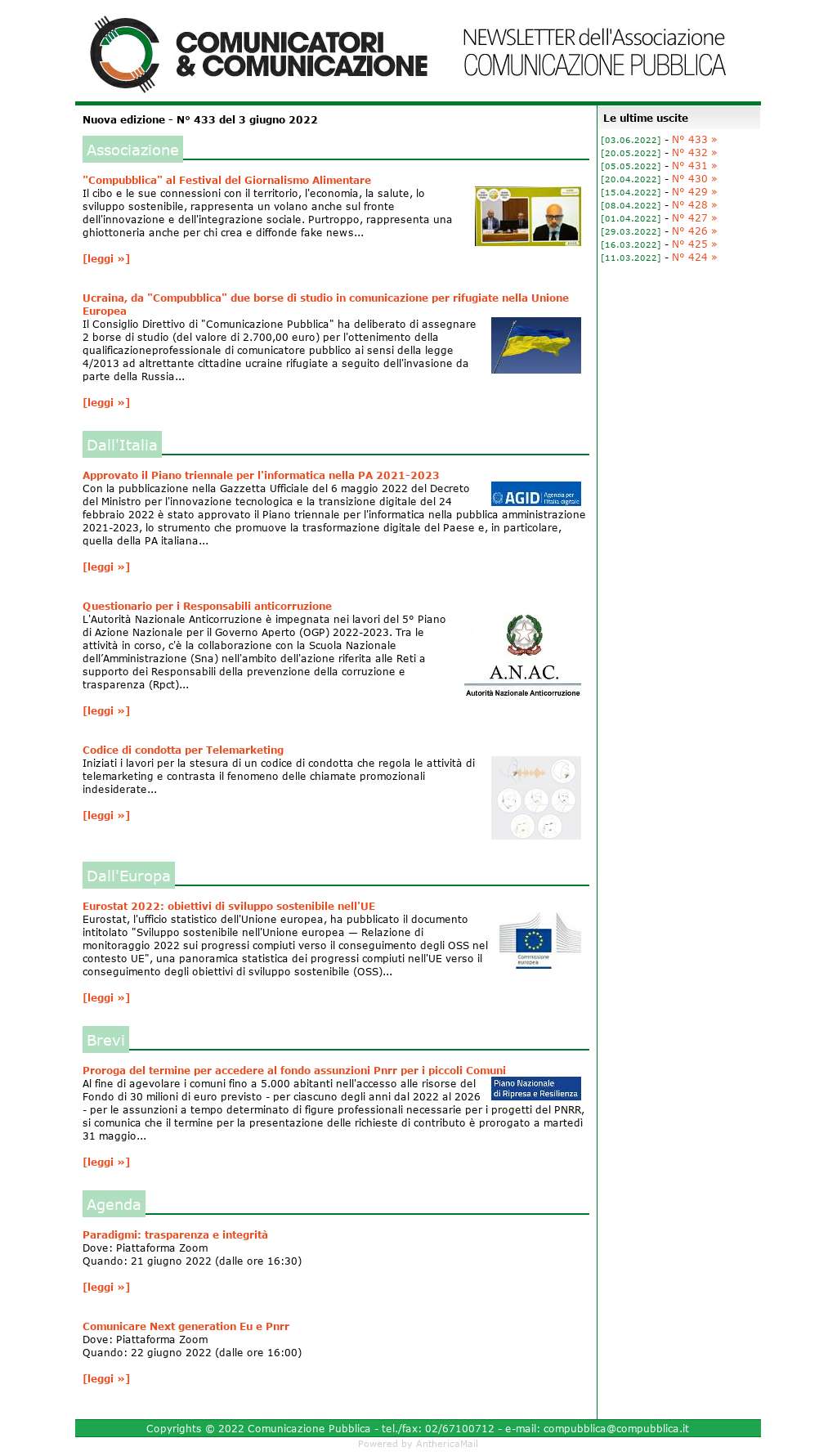 Comunicatori e Comunicazione n� 433 - 3 giugno 2022