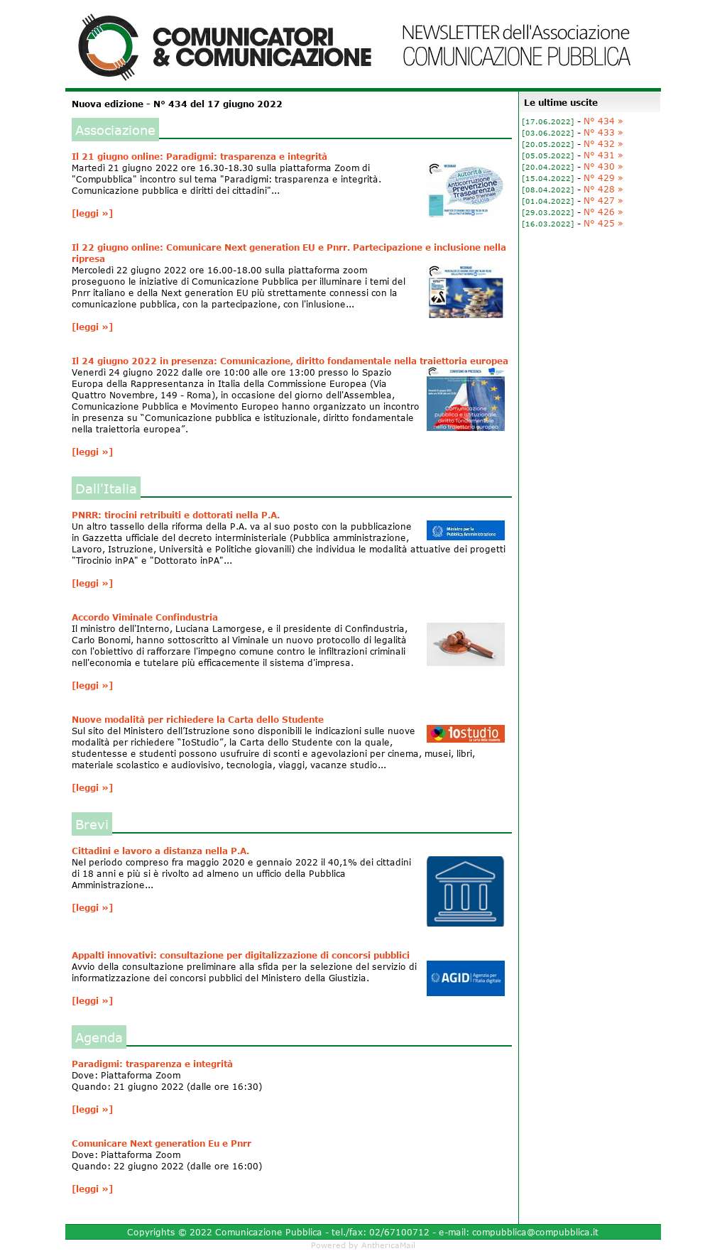 Comunicatori e Comunicazione n� 434 - 17 giugno 2022