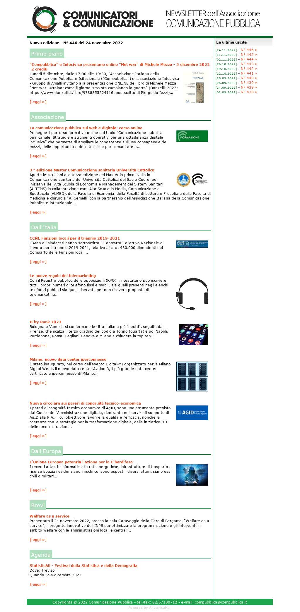 Comunicatori e Comunicazione n� 446 - 24 novembre 2022