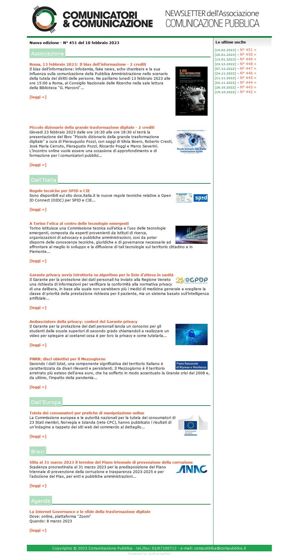 Comunicatori e Comunicazione n� 451 - 8 febbraio 2023