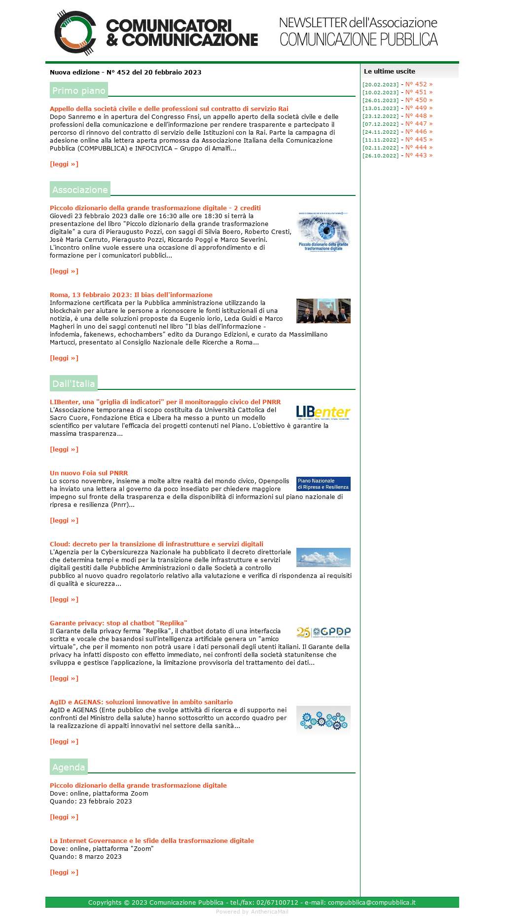 Comunicatori e Comunicazione n. 452 - 17 febbraio 2023