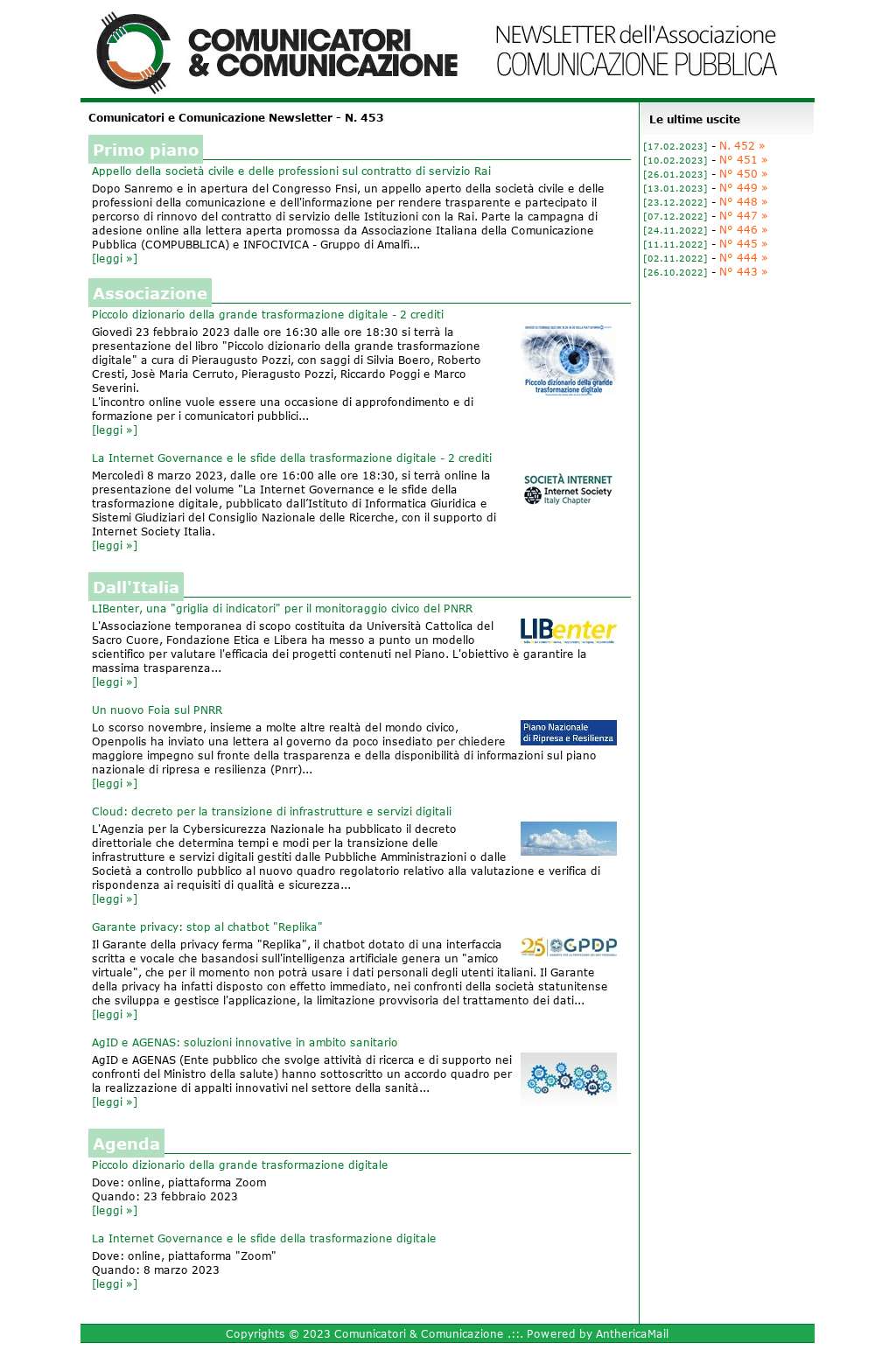 Comunicatori e Comunicazione n� 453 - 22 febbraio 2023