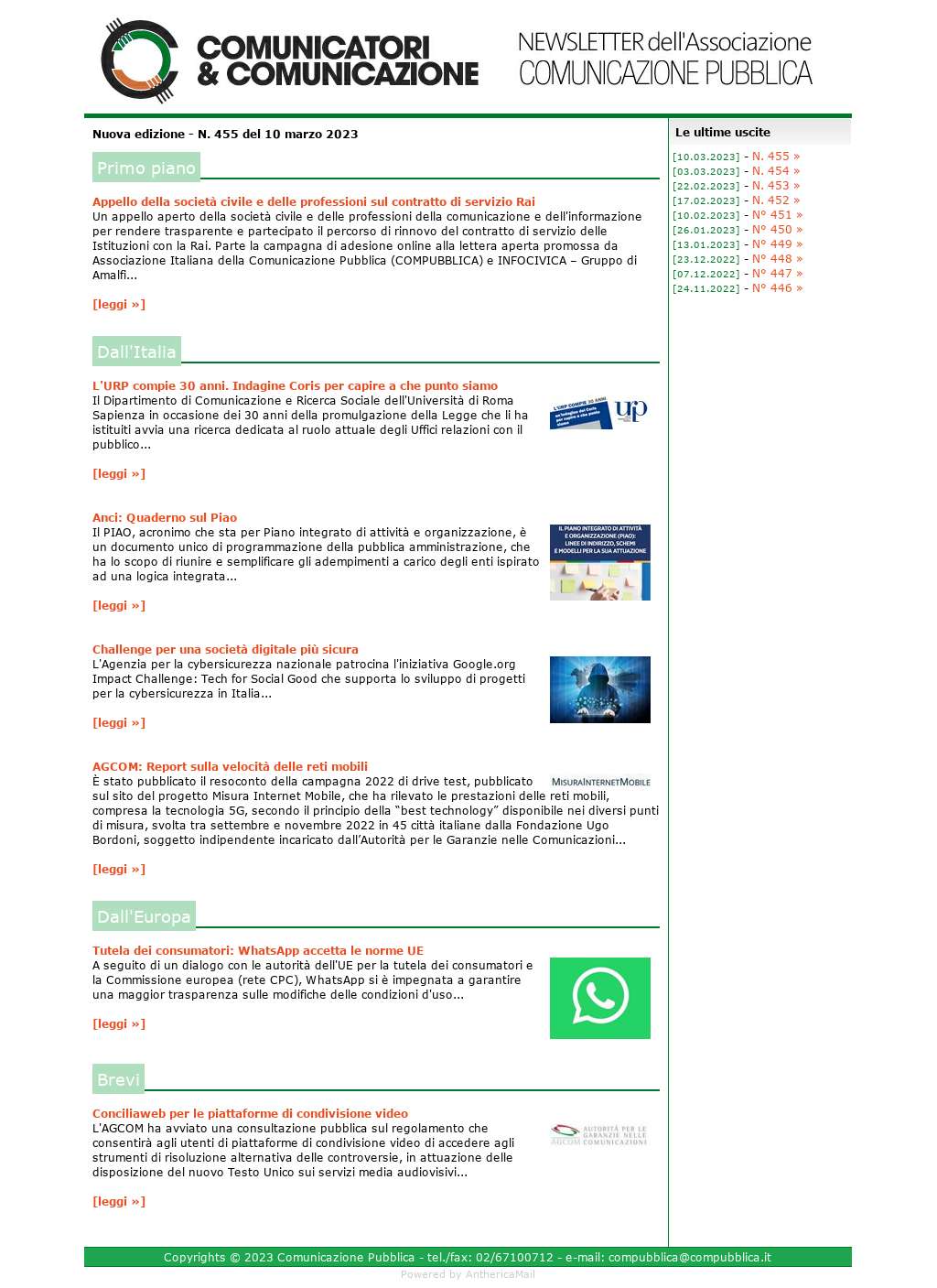 Comunicatori e Comunicazione n� 455 - 10 marzo 2023