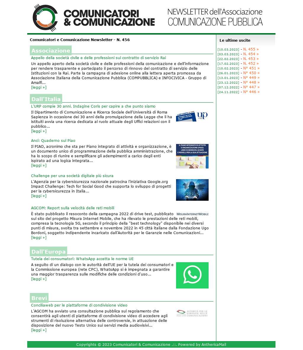 Comunicatori e Comunicazione n� 456 - 17 marzo 2023