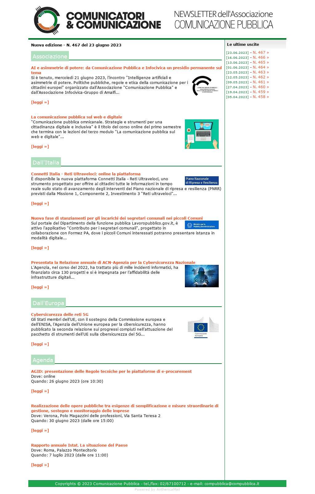 Comunicatori e Comunicazione n� 467 - 23 giugno 2023