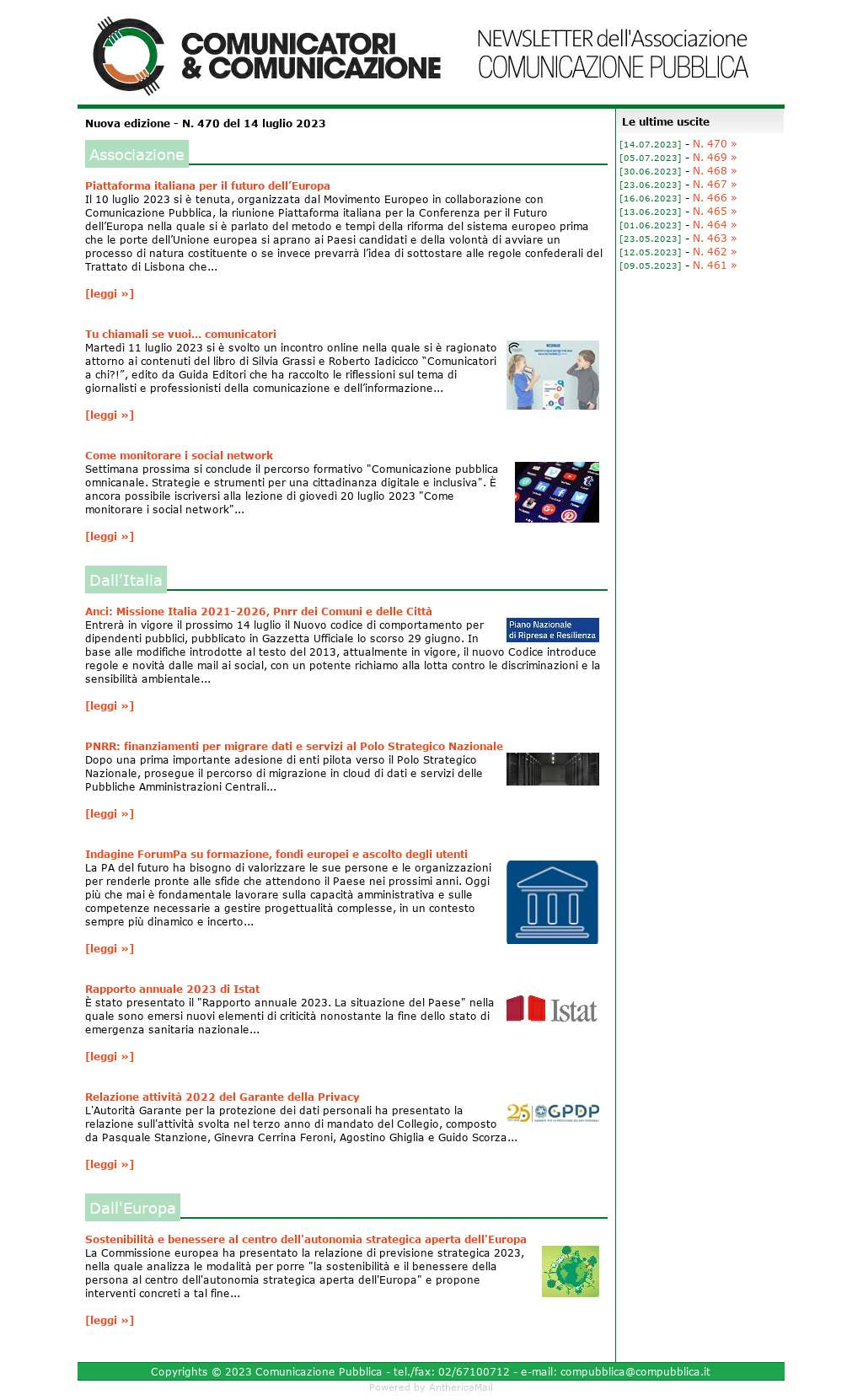 Comunicatori e Comunicazione n� 470 - 14 luglio 2023