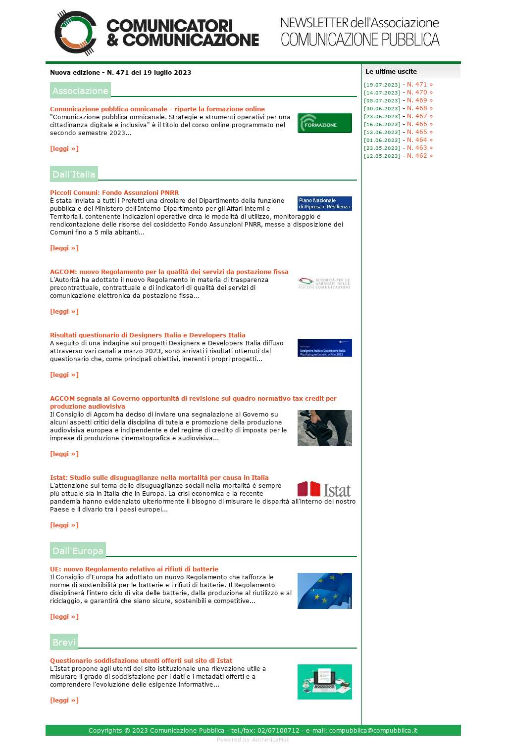 Comunicatori e Comunicazione n� 471 - 19 luglio 2023