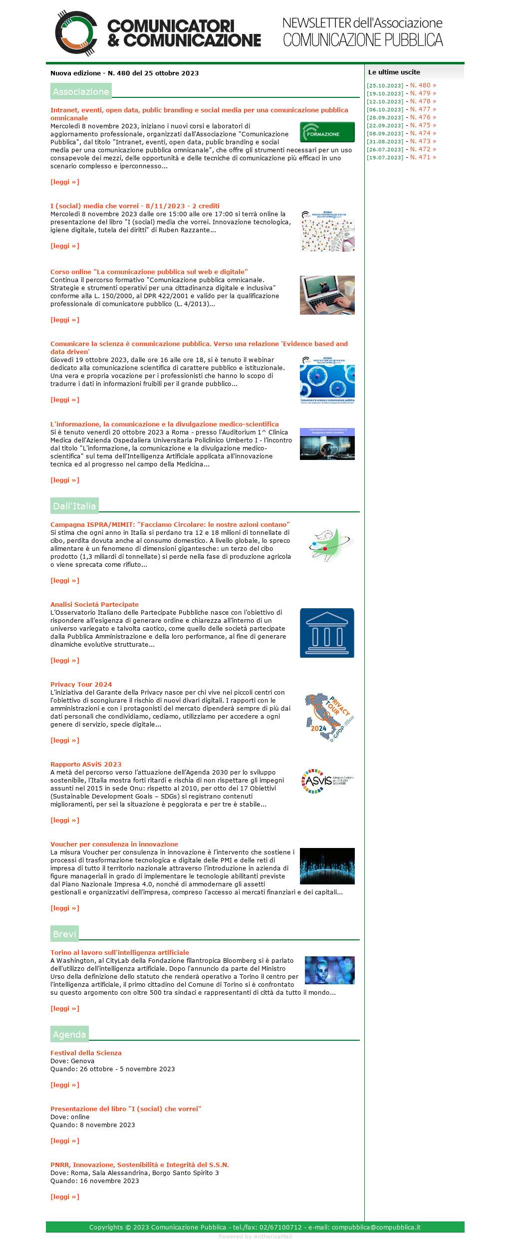 Comunicatori e Comunicazione n� 480 - 25 ottobre 2023