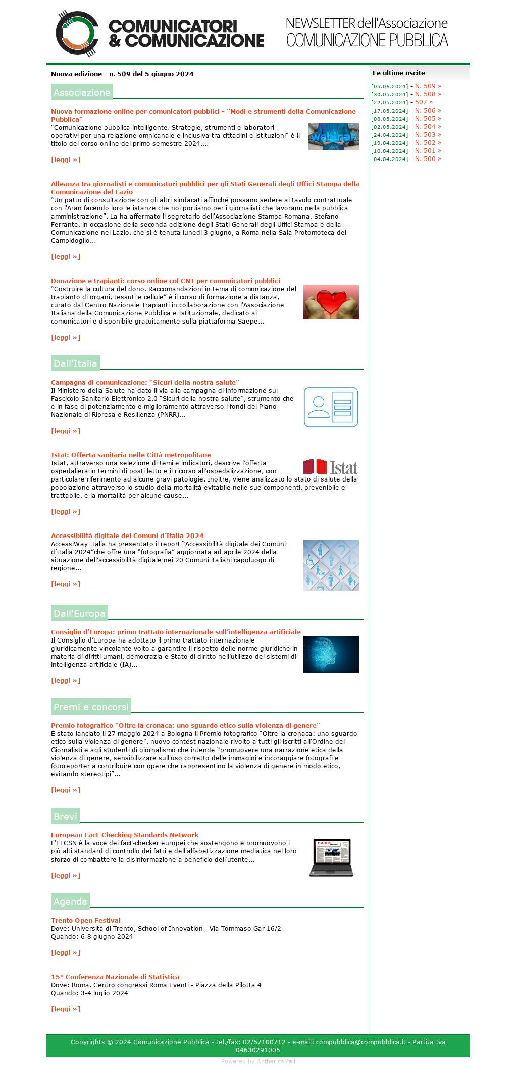 Comunicatori e Comunicazione n� 509 - 5 giugno 2024