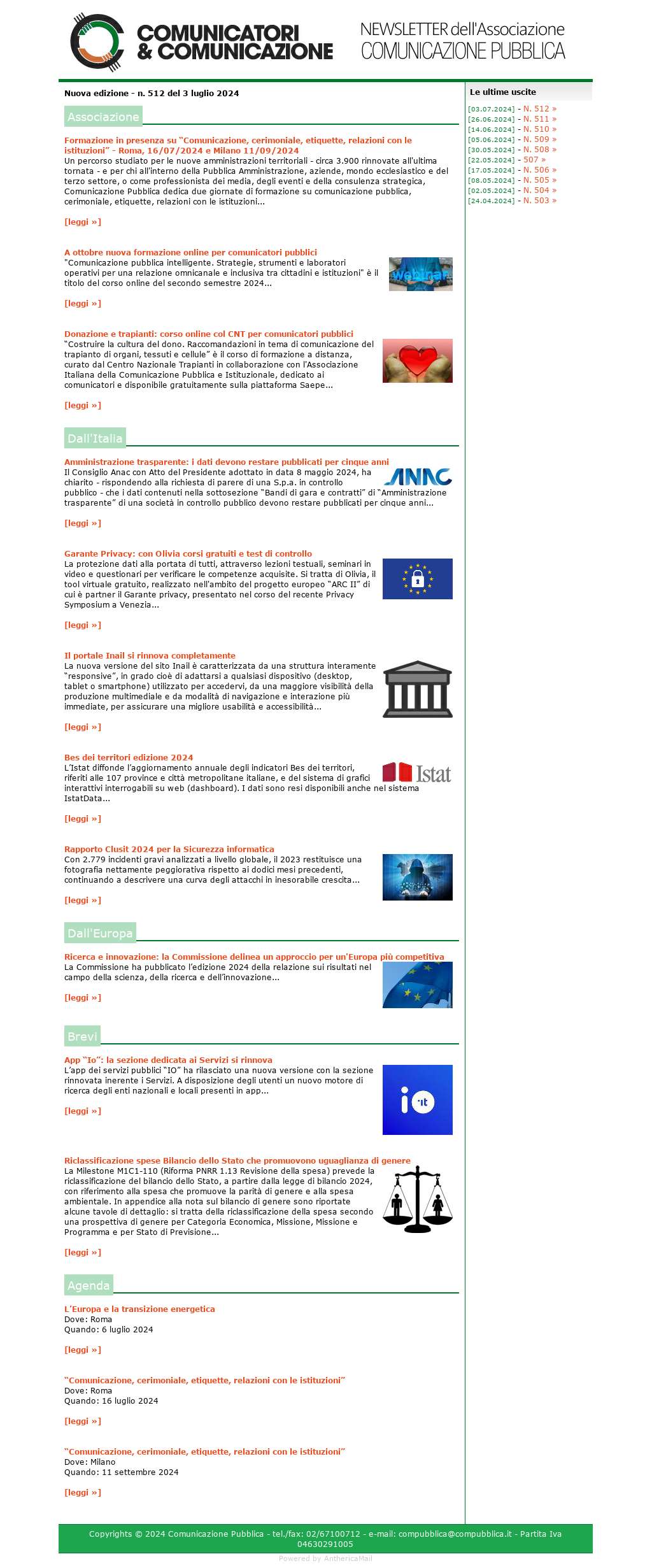 Comunicatori e Comunicazione n� 512 - 3 luglio 2024