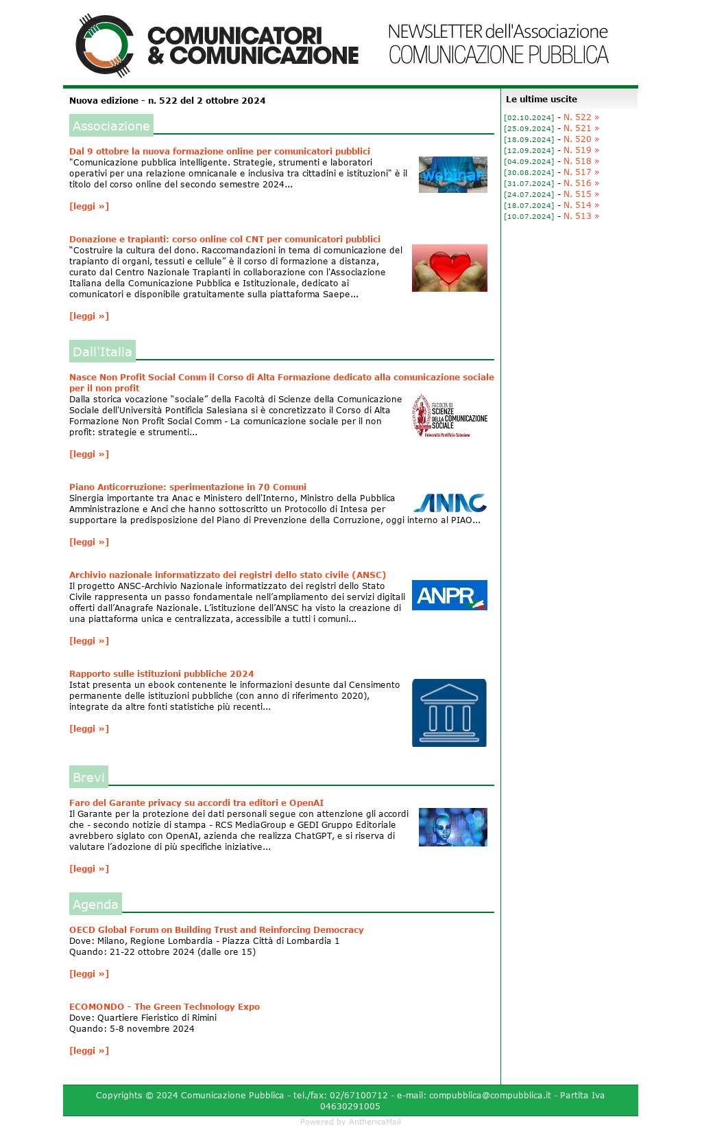 Comunicatori e Comunicazione n� 522 - 2 ottobre 2024