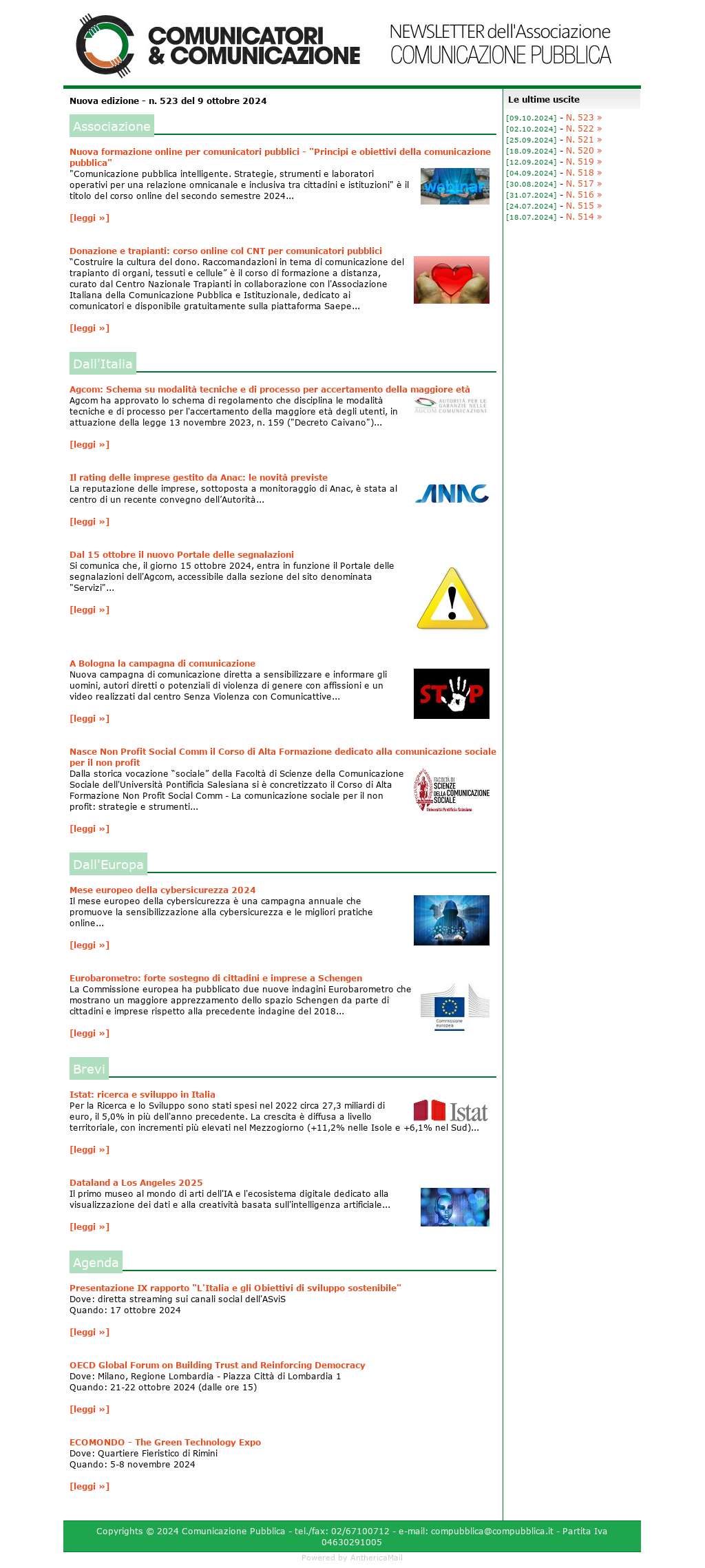Comunicatori e Comunicazione n� 523 - 9 ottobre 2024