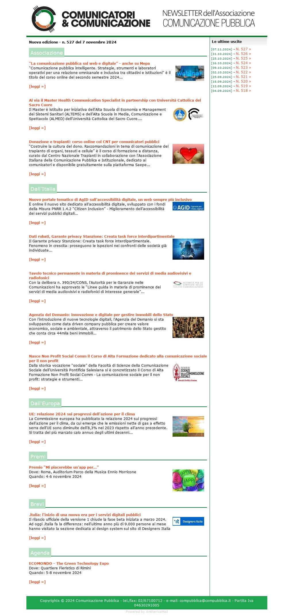 Comunicatori e Comunicazione n� 527 - 07 novembre 2024