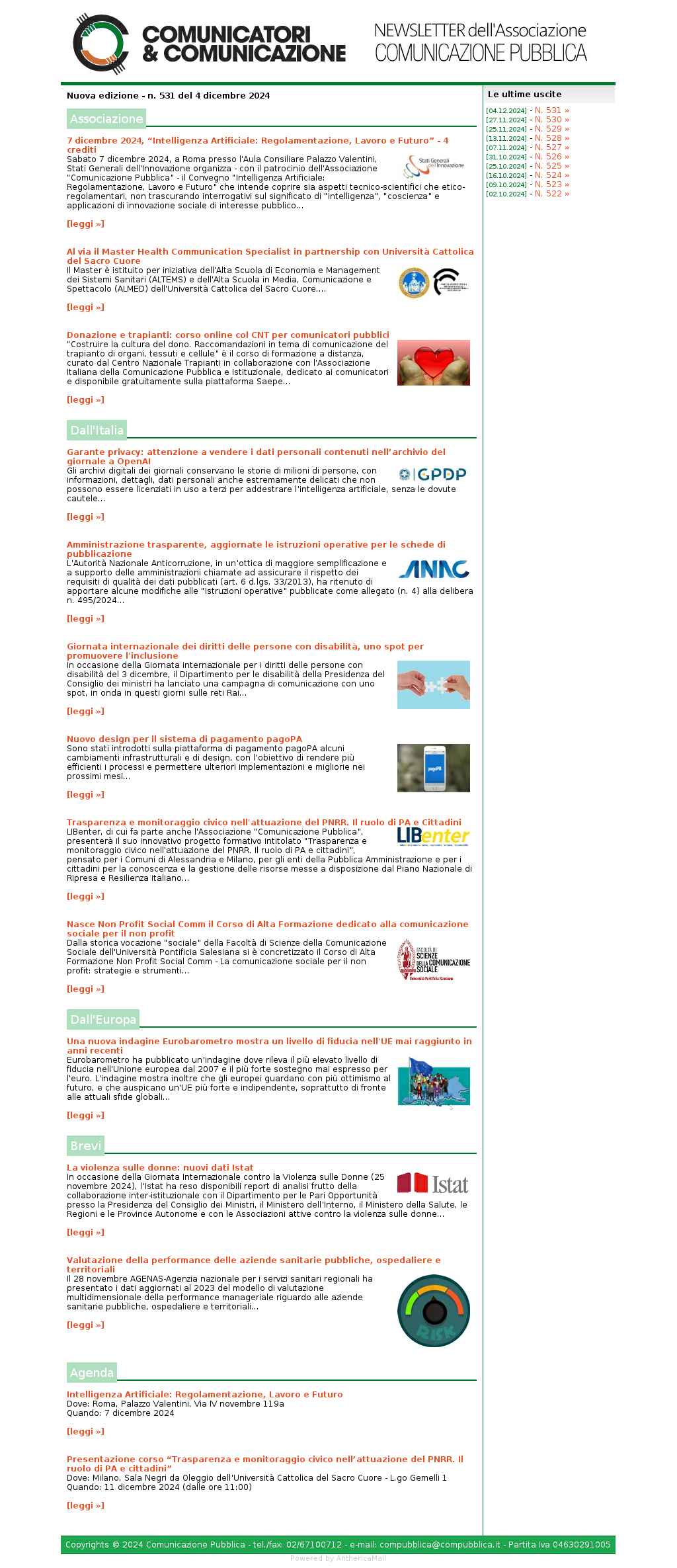 Comunicatori e Comunicazione n� 531 - 4 dicembre 2024