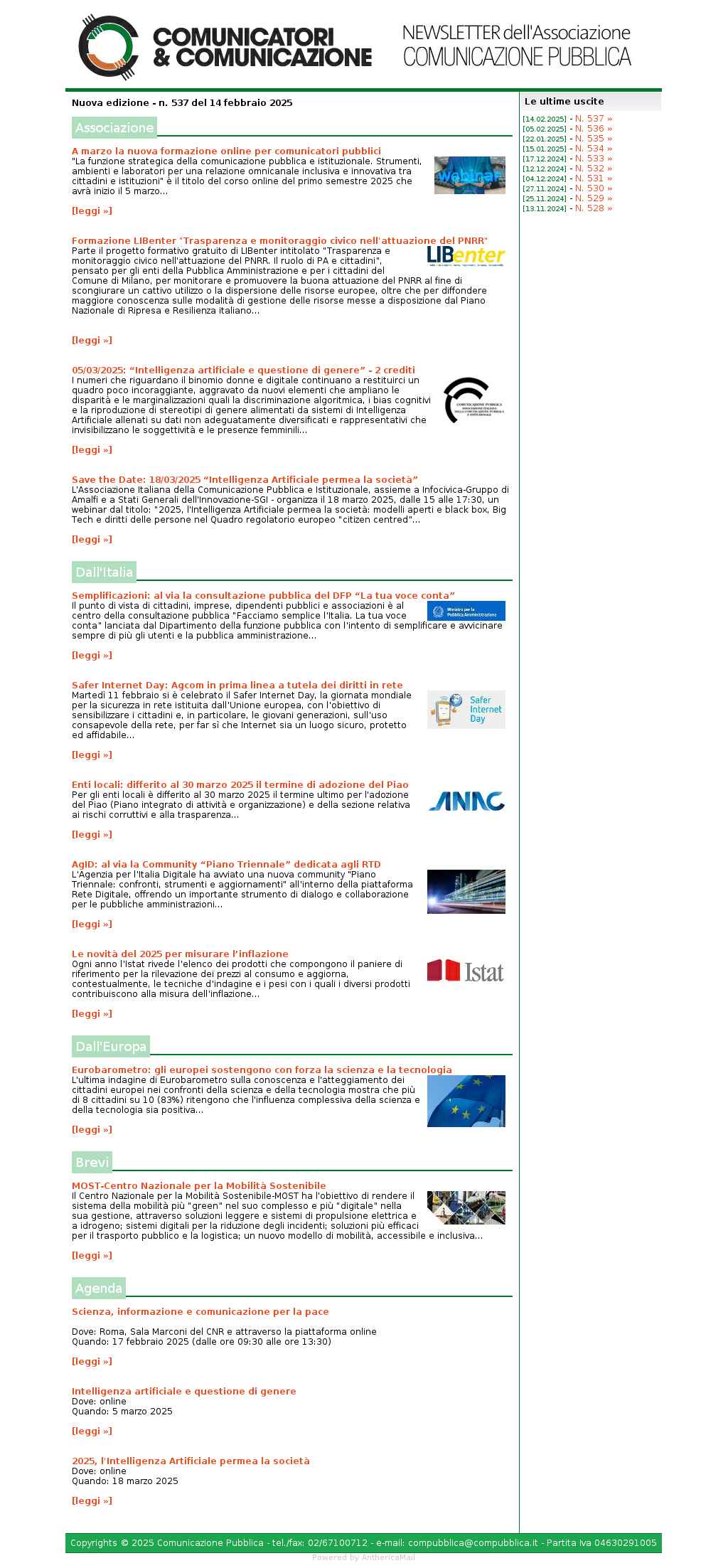 Comunicatori e Comunicazione n� 537 - 14 febbraio 2025