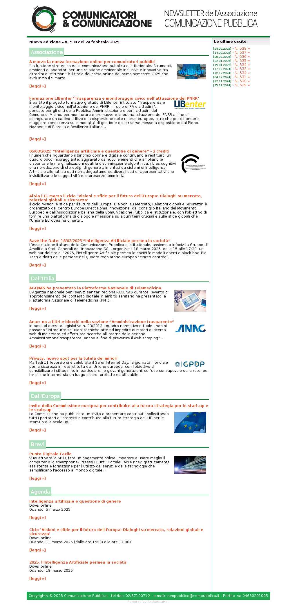 Comunicatori e Comunicazione n� 538 - 24 febbraio 2025