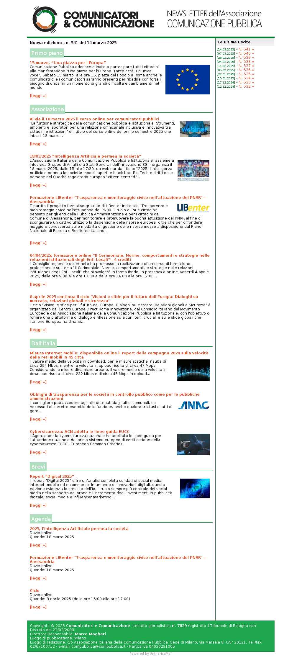 Comunicatori e Comunicazione n� 541 - 14 marzo 2025